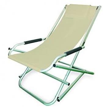 Tumbona Basculante Elba de Aluminio y PVC 600D Color Beige 60x97x70 cm - Garden Friend
