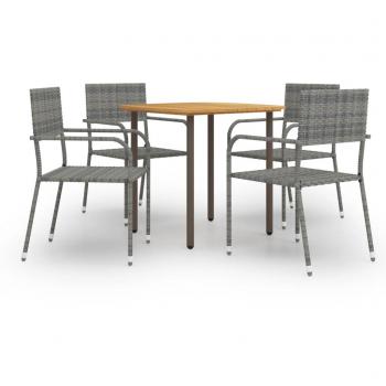 vidaXL 5 Piece Garden Dining Set Poly Rattan Anthracite