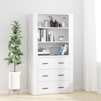 Aparador alto de madera contrachapada blanco, mueble de almacenaje para salón, buffet, armario auxiliar y armario de almacenamiento