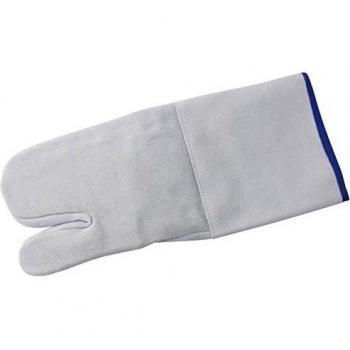 FM Professional Manopla de Horno, Guante para Repostería y Barbacoa, Cuero Resistente hasta 250ºC, Diseño con Tres Huecos para Dedos, Color Gris, 360 x 160 mm, 2 Unidades