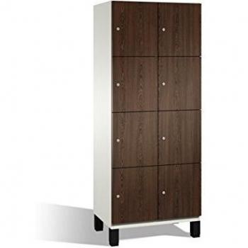 Armario de Compartimentos Bajo Llave C+P Cambio, 4 Secciones, Puertas de Acero Blanco, 800 mm de Ancho