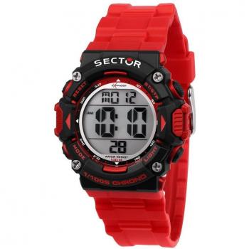 Sector No Limits EX-32 Men's 40mm Digital Quartz Watch with Red Polyurethane Strap and 100M Water Resistance