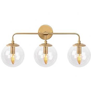 Aplique de pared lineal WELLHOME en metal dorado, 56x21x27 cm, 3 luces E14 Max 40 W
