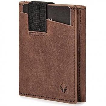 DONBOLSO Cartera 2 | Billetera Delgada con Bolsillo para Monedas | Billetera con Protección RFID | hasta 12 Tarjetas | Mini Billetera para Hombres | Monedero | Vintage Marrón