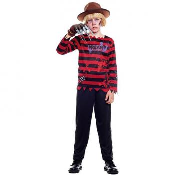 Disfraz de Asesino de Pesadilla para Niño - Talla 10-12 Años, diseño a rayas