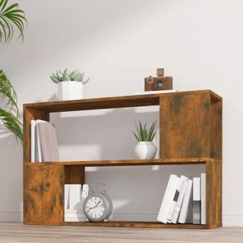Estantería de madera contrachapada color roble ahumado 100x24x63 cm, Estantería librería de madera contrachapada 100x24x63 cm en blanco, negro y gris, mueble