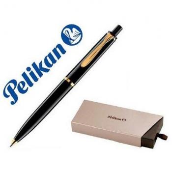 Pelikan K200 Black Ballpoint Pen with Retractable Clip and Medium Point, Engravable