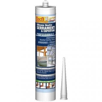 tecfi - 300 ml silicona Neutral Transparente nogal Hierro Waren interni de ESTERNI cubierta + boquilla