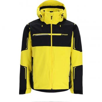 Chaqueta de esquí con capucha Spyder Titan amarilla y negra - XL