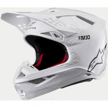 Alpinestars Casco de Motocross Supertech S-M10 Solid Blanco 2024, Talla M (57/58)