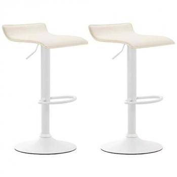 Set de 2 Taburetes Dyn V2 en Simil Cuero Crema y Blanco, Altura Regulable y Giratorios con Base de Metal