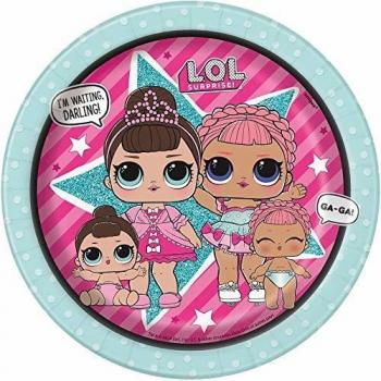 Unique Party - Platos de Papel - 18 cm - Diseño de LOL Surprise - Paquete de 8