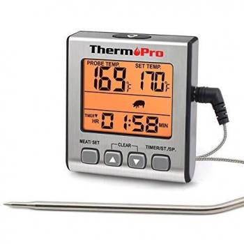 ThermoPro TP16S Termómetro Cocina Termómetros de Barbacoa Digitale para BBQ Parrilla Horno Carne Comida Líquidos con Modo de Temporizador de Cocción Inteligente y Retroiluminación