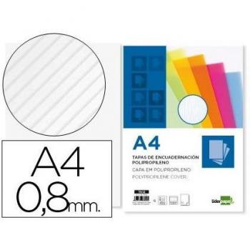 Tapa Encuadernación Liderpapel Polipropileno Ondulado A4 0.8 mm Transparente Pack 50 Uds
