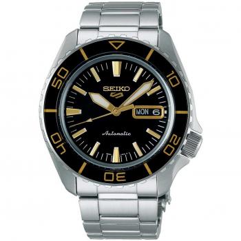 Seiko 5 Sports Automatic Men's Watch SRPK99K1 - 42mm, Black/Gold, 10ATM