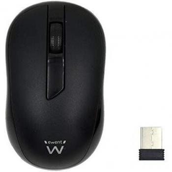 Ratón inalámbrico con sensor óptico de 1000 ppp, receptor nano USB, negro