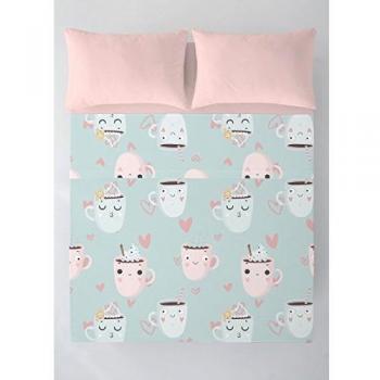 Costura S2800978 Juego de Sábanas Funny Cups, Cama de 90, Multicolor, 160 x 270 cm