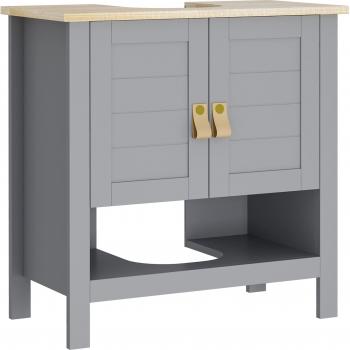 Armario para Debajo de Lavabo Compacto con 2 Puertas y Estante Interior Ajustable Mueble Auxiliar de Almacenamiento para Baño 60x30x60cm Gris
