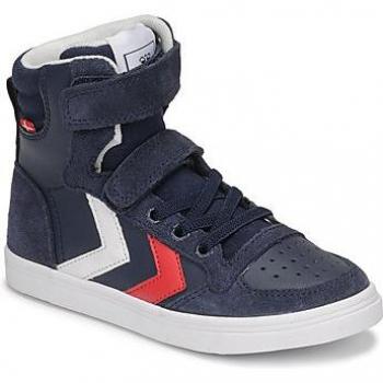 Hummel Slimmer Stadil High JR Blue Leather High-Top Trainers for Kids