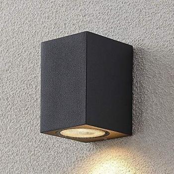 Foco de pared Lucande Lavina, 10 cm, antracita, GU10, 1 luz, exterior moderno