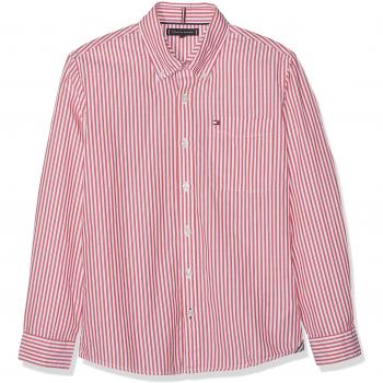Tommy Hilfiger Essential Stripe Shirt L/s, Blusa para Niños, Rojo