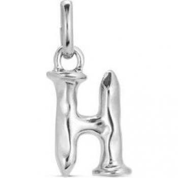 UNO de 50 Small H Letter Charm - Silver Plated Metal Pendant