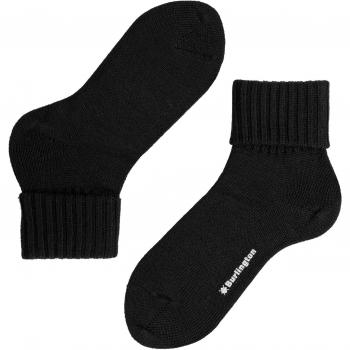 Burlington Women's Plymouth Virgin Wool Turn Over Top Socks Black 3.5-7 Ladies