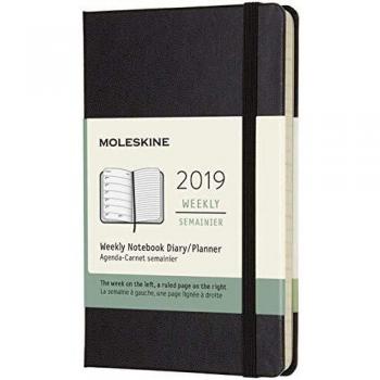 Moleskine DHB12WN2Y19 - Libreta semanal 12m de bolsillo tapa dura, color negro