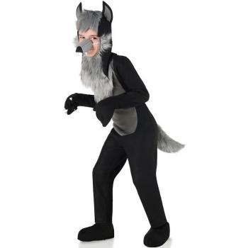 Kimokawaii Disfraz de Lobo Peludo negro para niños