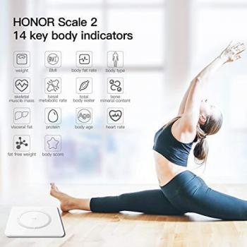 HONOR Scale 2 Báscula Inteligente, Digital Báscula de Baño Wireless con Frecuencia Cardíaca para Android iOS