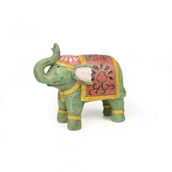 Figura Decorativa Elefante Multicolor de Resina 11 x 23 x 25 cm