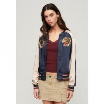 Superdry Women's Vintage Embroidered Sukajan Jacket Navy Blue