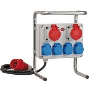 Brennenstuhl BKV 2/4 G IP44 Compact Power Distributor - 6 AC Outlets, 2m Cable, Black/Blue/Red/Silver, Weatherproof