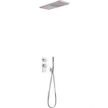 Tres Project-Tres Kit de Ducha Termostático Empotrado Block System con Cierre y Regulación de Caudal