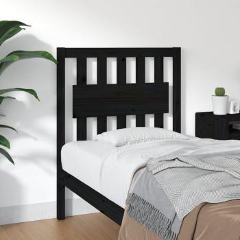 Cabecero para cama negra 80,5x4x100 cm de madera maciza de pino