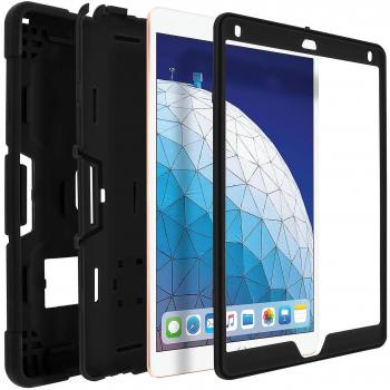 Funda Rígida con Soporte para Apple iPad Air 2019 y iPad Pro 10.5 - Bi-materiales, Color Negro