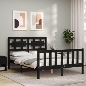 Cabecero de cama negro de 120x200 cm con estructura de madera maciza Vidaxl
