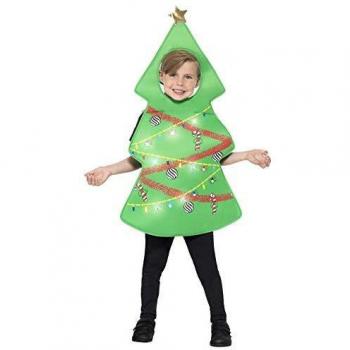 Smiffys Disfraz de árbol de Navidad, Verde, con Tabardo con Luces