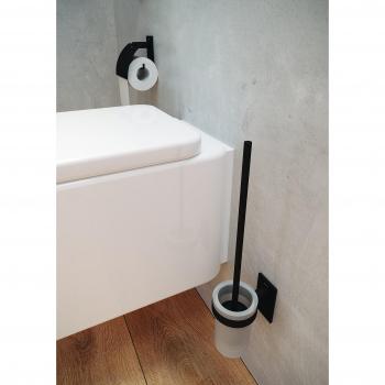 bath Stick Portapapel con Tapa, Metal, Negro/Mate
