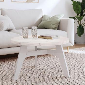 Mesa de suelo redonda blanca Ø 70x3 cm madera maciza de pino