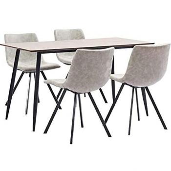 vidaXL Juego Comedor 5 Piezas Cuero Sintético Mobiliario Decoración Interior Casa Hogar Robusto Duradero Resistente Funcional Práctico Útil Gris Claro