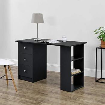 Escritorio de Ordenador Lemberg 120 x 49 x 72 cm - Negro con 3 Compartimientos y 3 Cajones