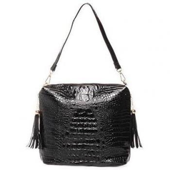 La Modeuse - Bolso estilo bolera para mujer negro