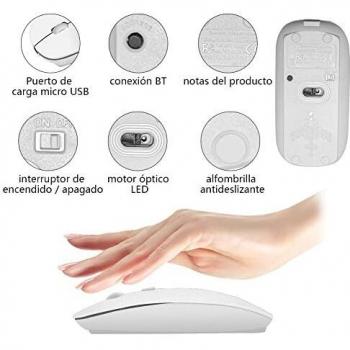 Ratón Inalámbrico Bluetooth, Ratón Bluetooth para Tableta / Ordenador Portátil / Mac / Portátil, Mini Ratón Portátil Recargable óptico Delgado y Silencioso para Windows/ Linux/ Android/ Macbook