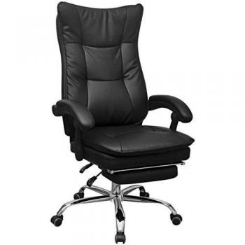 vidaXL Silla Oficina Ejecutiva Reclinable con Reposapiés Retráctil Color Negro