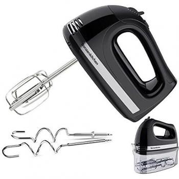 Bonsenkitchen Batidora de Mano Eléctrica, Batidora Eléctrica de 5 Velocidades Turbo Boost, Batidora de Pasteles con 2 Batidores y 2 Ganchos & Caja de almacenaje, Botón de Expulsión