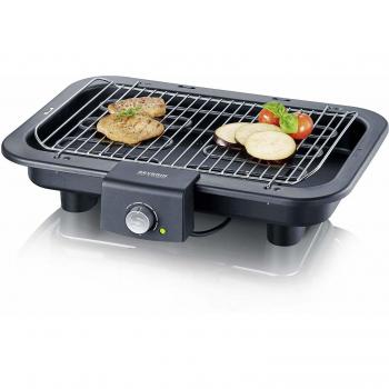 Severin PG 8546 Parrilla eléctrica 2500 W 41 x 26 cm, Negro/Plateado