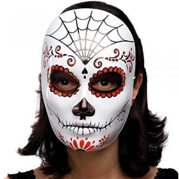 Carnival Toys Máscara de esqueleto decoración mexicana de plástico negro y rojo duro solo blanco [00175]