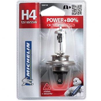 Lámpara Halógena Michelin H4 12V 60/55W Power +80% para Faro de Carretera y Cruce