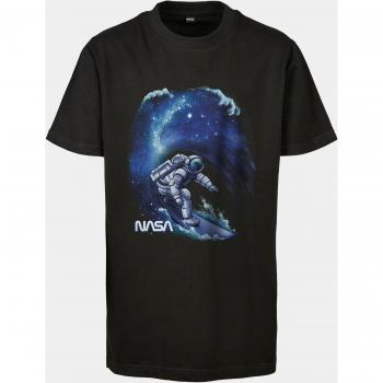 Camiseta Infantil Mister Tee NASA Surf Negra 100% Algodón Ajuste Relajado